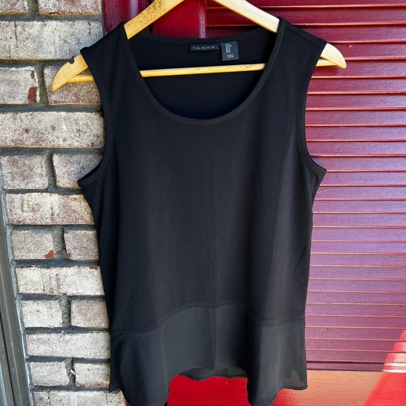 Tahari black small dressy round neck tank top blouse - Picture 7 of 12